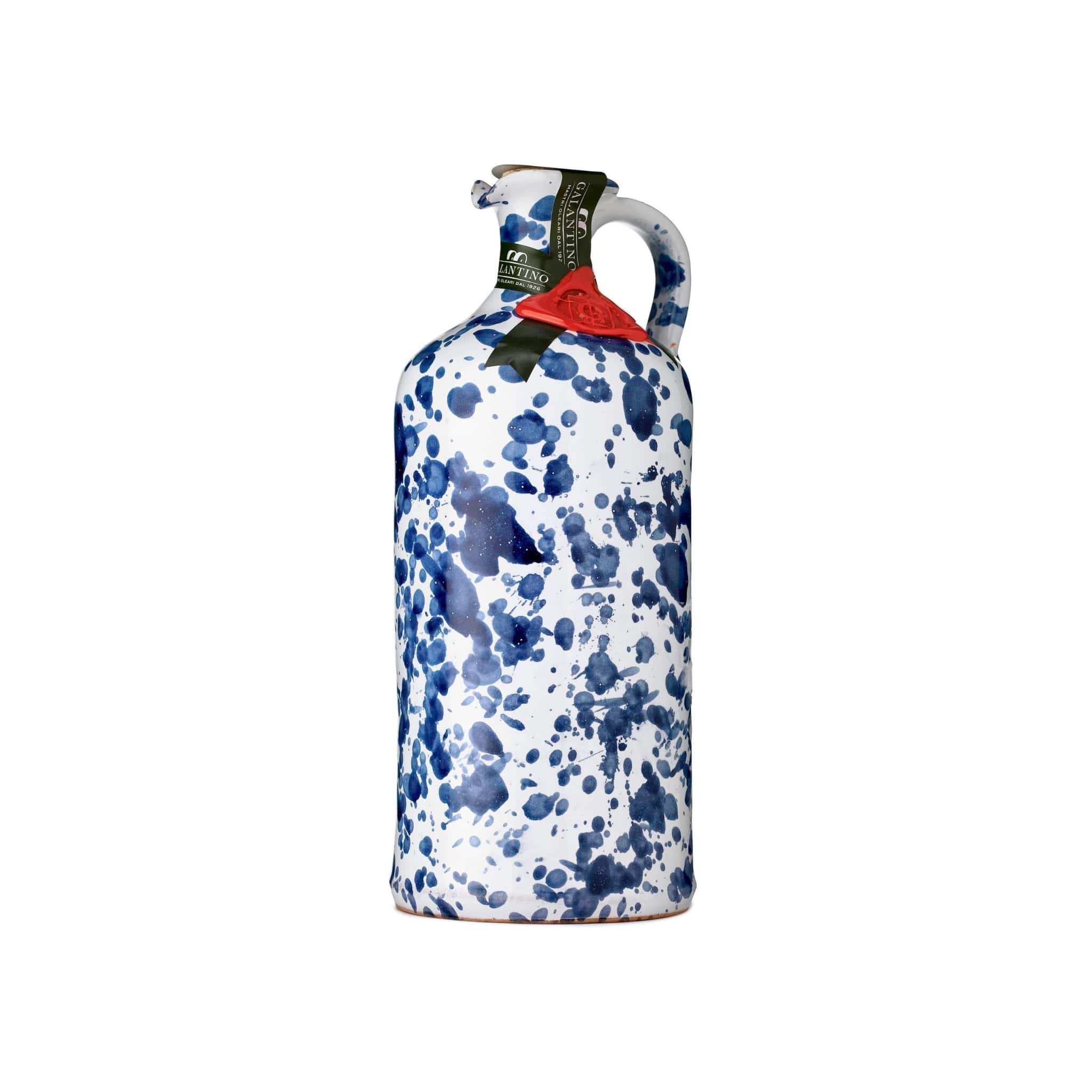 Puglian Extra Virgin Olive Oil in Blue Splatter Ceramic Bottle 500ml