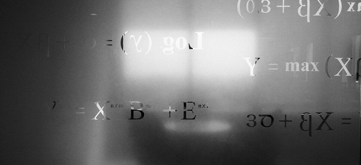Mathematical formulas on a translucent board