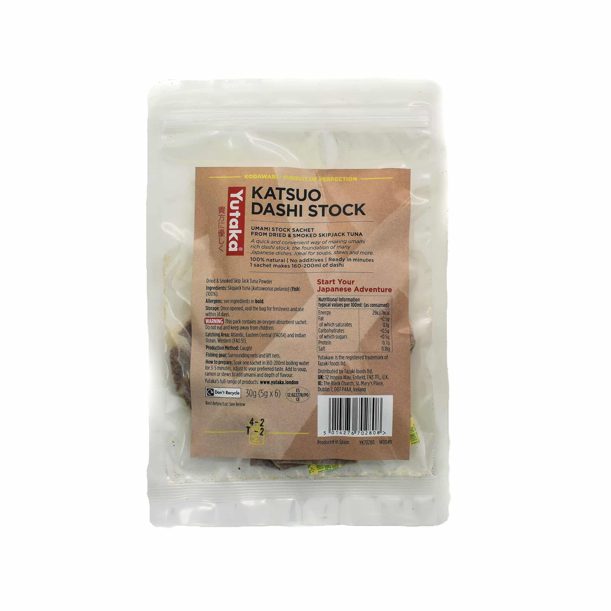 Yutaka Katsuo Dashi Bags Bonito Powder 30g nutrition & ingredients 