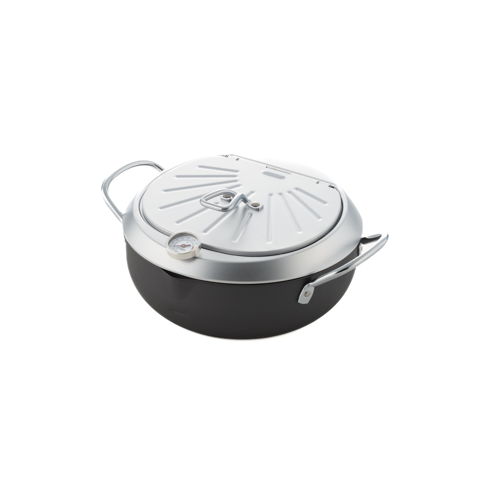 Japanese Steel Tempura Frying Pot with Temperature Probe & Drip Rack